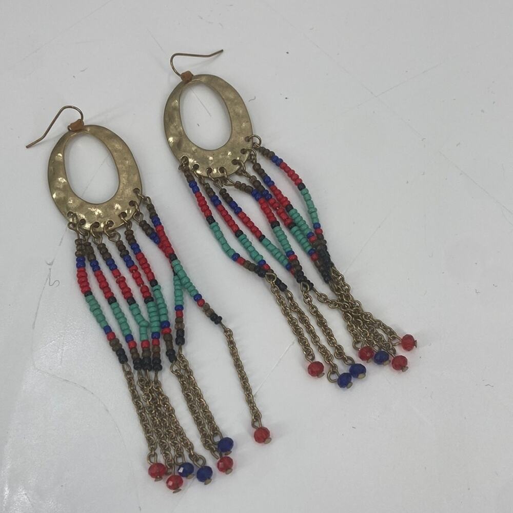 Handmade oval drop beaded earrings